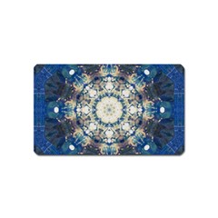 Painted Blue Mandala Flower On Canvas Magnet (name Card) by pepitasart