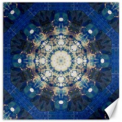 Painted Blue Mandala Flower On Canvas Canvas 12  X 12  by pepitasart