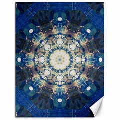 Painted Blue Mandala Flower On Canvas Canvas 18  X 24 