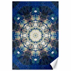 Painted Blue Mandala Flower On Canvas Canvas 20  X 30  by pepitasart