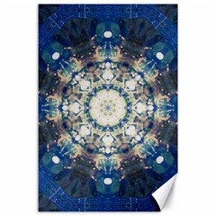 Painted Blue Mandala Flower On Canvas Canvas 24  X 36  by pepitasart