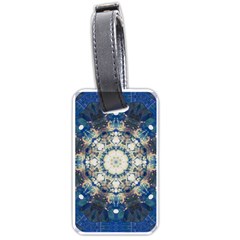 Painted Blue Mandala Flower On Canvas Luggage Tags (one Side)  by pepitasart