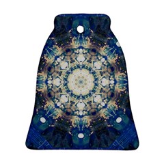 Painted Blue Mandala Flower On Canvas Bell Ornament (two Sides) by pepitasart