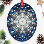 Painted Blue Mandala Flower On Canvas Oval Filigree Ornament (Two Sides) Front