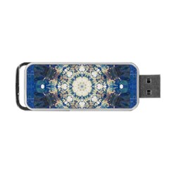 Painted Blue Mandala Flower On Canvas Portable Usb Flash (two Sides) by pepitasart