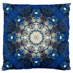 Painted Blue Mandala Flower On Canvas Standard Flano Cushion Case (one Side)