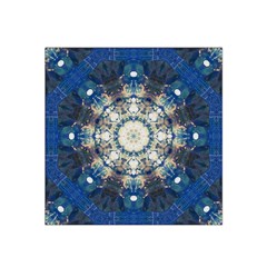 Painted Blue Mandala Flower On Canvas Satin Bandana Scarf by pepitasart