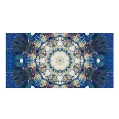 Painted Blue Mandala Flower On Canvas Satin Shawl by pepitasart