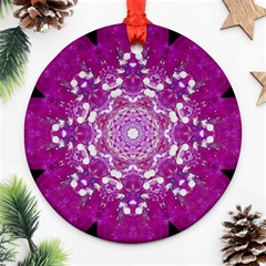 Wonderful Star Flower Painted On Canvas Ornament (round) by pepitasart