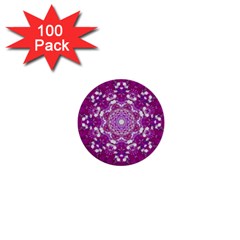 Wonderful Star Flower Painted On Canvas 1  Mini Buttons (100 Pack)  by pepitasart