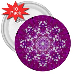 Wonderful Star Flower Painted On Canvas 3  Buttons (10 Pack)  by pepitasart