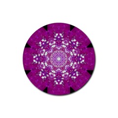 Wonderful Star Flower Painted On Canvas Rubber Coaster (round)  by pepitasart