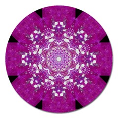 Wonderful Star Flower Painted On Canvas Magnet 5  (round) by pepitasart