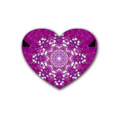 Wonderful Star Flower Painted On Canvas Rubber Coaster (heart)  by pepitasart