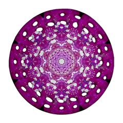 Wonderful Star Flower Painted On Canvas Round Filigree Ornament (two Sides) by pepitasart