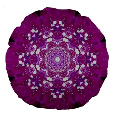 Wonderful Star Flower Painted On Canvas Large 18  Premium Round Cushions by pepitasart