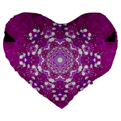 Wonderful Star Flower Painted On Canvas Large 19  Premium Heart Shape Cushions by pepitasart