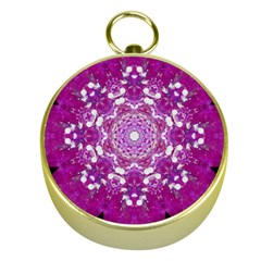 Wonderful Star Flower Painted On Canvas Gold Compasses by pepitasart