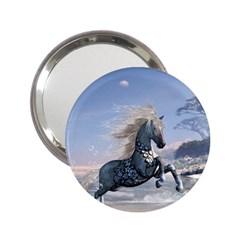 Wonderful Wild Fantasy Horse On The Beach 2 25  Handbag Mirrors by FantasyWorld7