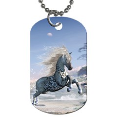 Wonderful Wild Fantasy Horse On The Beach Dog Tag (two Sides) by FantasyWorld7