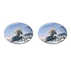 Wonderful Wild Fantasy Horse On The Beach Cufflinks (oval) by FantasyWorld7