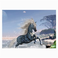 Wonderful Wild Fantasy Horse On The Beach Large Glasses Cloth (2-side) by FantasyWorld7