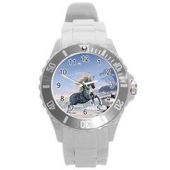 Wonderful Wild Fantasy Horse On The Beach Round Plastic Sport Watch (l) by FantasyWorld7