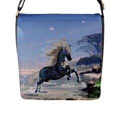 Wonderful Wild Fantasy Horse On The Beach Flap Closure Messenger Bag (l) by FantasyWorld7