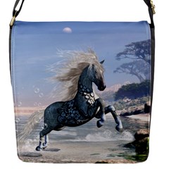 Wonderful Wild Fantasy Horse On The Beach Flap Closure Messenger Bag (s) by FantasyWorld7