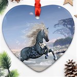 Wonderful Wild Fantasy Horse On The Beach Ornament (Heart) Front