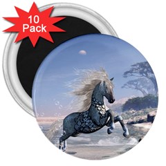 Wonderful Wild Fantasy Horse On The Beach 3  Magnets (10 Pack)  by FantasyWorld7