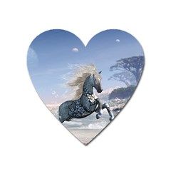 Wonderful Wild Fantasy Horse On The Beach Heart Magnet by FantasyWorld7