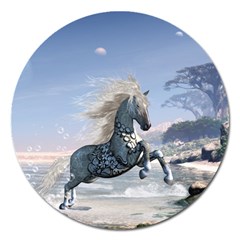 Wonderful Wild Fantasy Horse On The Beach Magnet 5  (round) by FantasyWorld7