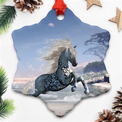 Wonderful Wild Fantasy Horse On The Beach Ornament (snowflake) by FantasyWorld7