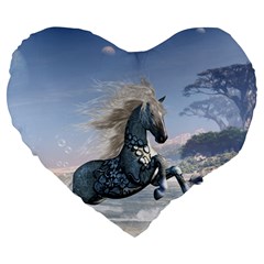 Wonderful Wild Fantasy Horse On The Beach Large 19  Premium Heart Shape Cushions by FantasyWorld7