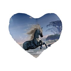 Wonderful Wild Fantasy Horse On The Beach Standard 16  Premium Flano Heart Shape Cushions by FantasyWorld7