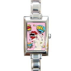 Pop Art   Rectangle Italian Charm Watch by Valentinaart