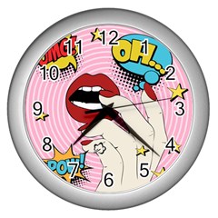 Pop Art   Wall Clock (silver) by Valentinaart