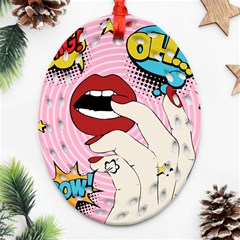 Pop Art   Oval Filigree Ornament (two Sides) by Valentinaart