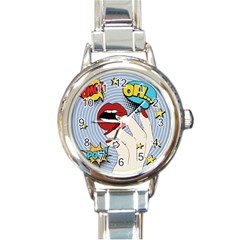 Pop Art   Round Italian Charm Watch by Valentinaart