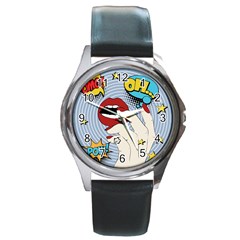 Pop Art   Round Metal Watch by Valentinaart