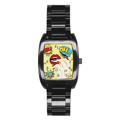 Pop Art   Stainless Steel Barrel Watch by Valentinaart