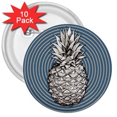 Pop Art  Pineapple  3  Buttons (10 Pack)  by Valentinaart