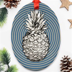 Pop Art  Pineapple  Oval Ornament (two Sides) by Valentinaart