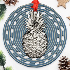 Pop Art  Pineapple  Round Filigree Ornament (two Sides) by Valentinaart