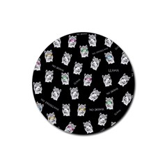 Llama Pattern Rubber Coaster (round)  by Valentinaart