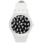 Llama pattern Round Plastic Sport Watch (M) Front