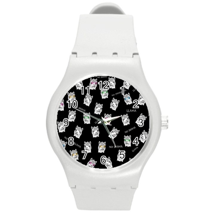 Llama pattern Round Plastic Sport Watch (M)