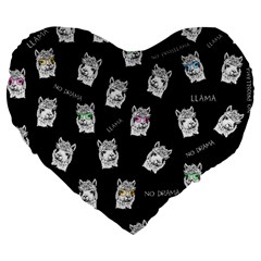 Llama Pattern Large 19  Premium Heart Shape Cushions by Valentinaart