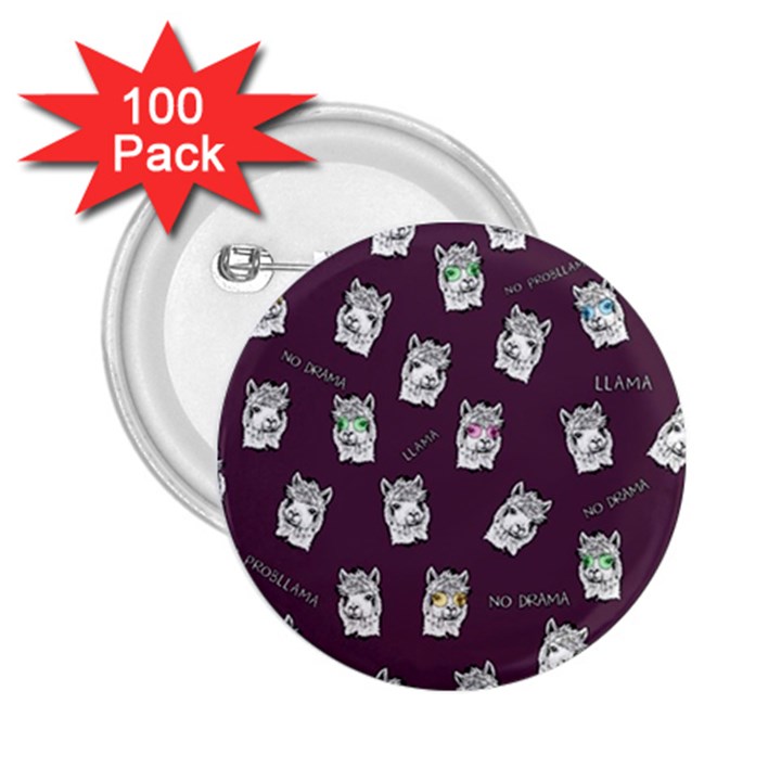 Llama pattern 2.25  Buttons (100 pack) 